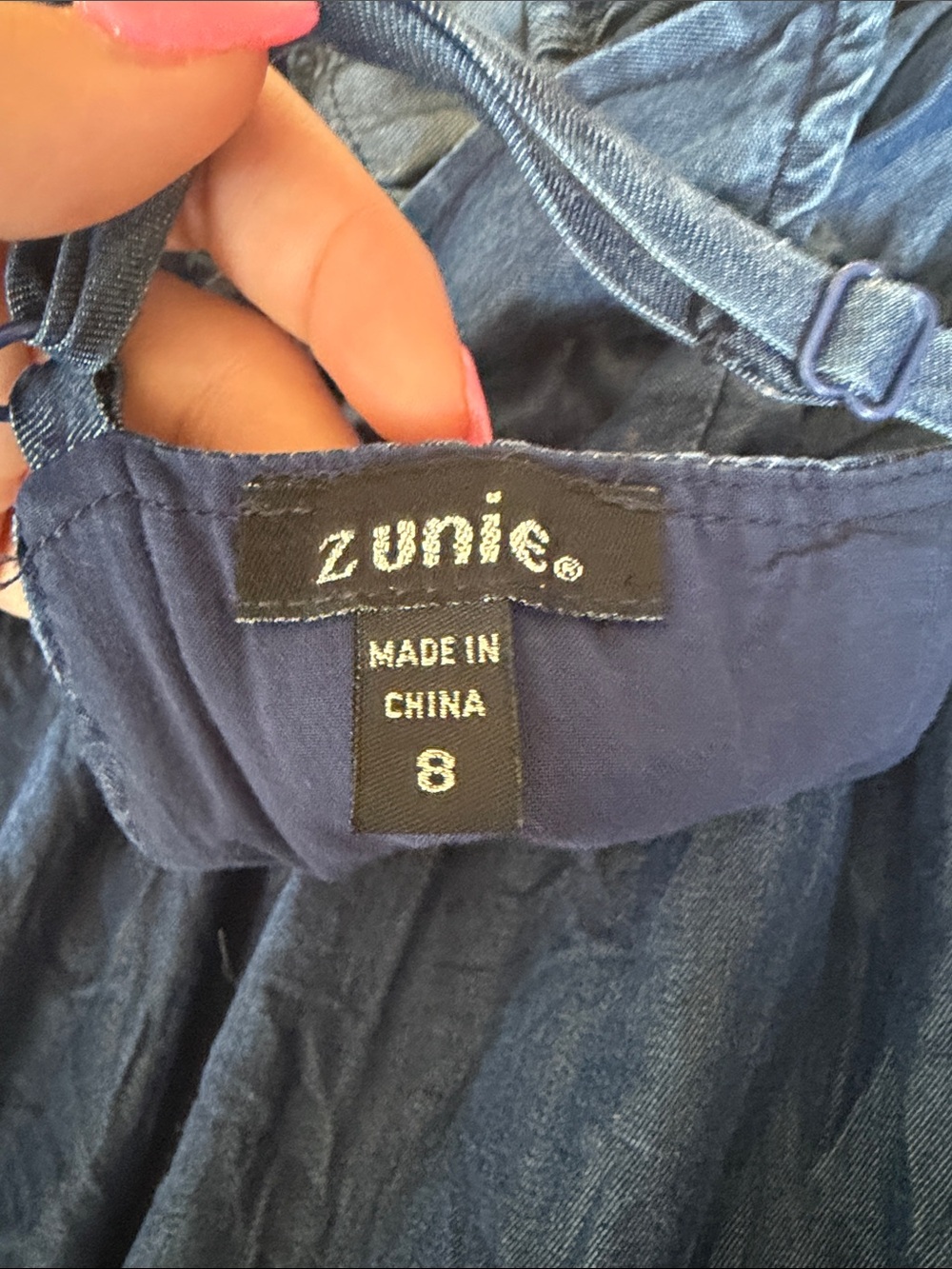 Zunie Navy Blue Tiered Maxi Dress with Adjustable Straps - Picture 2 of 3